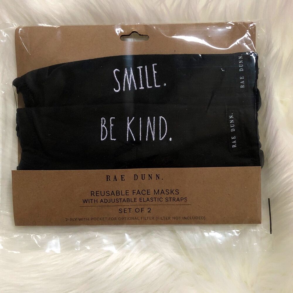 Rae Dunn Face Mask- SMILE. and BE KIND.